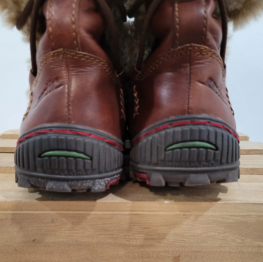 Earth Kalson Technology Brown Leather Upper Faux Fur-Lined Winter Boots